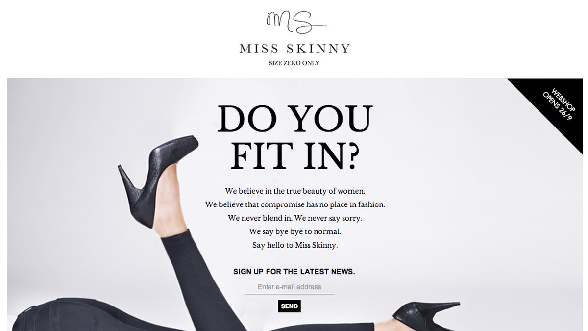 "Miss Skinny" var en PR-kupp för riksföreningen mot ätstörningar, Frisk & Fri.